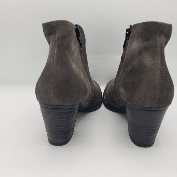 Paul Green Delgado Ankle Boots 9 Gray Suede Side Zip Round Toe Block Heel - Picture 4 of 11